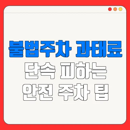 불법주차 과태료단속 피하는안전 주차 팁